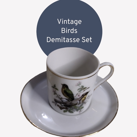Vintage Royal Crown Birds Demitasse Cups Set of 4 - Picture 5 of 7